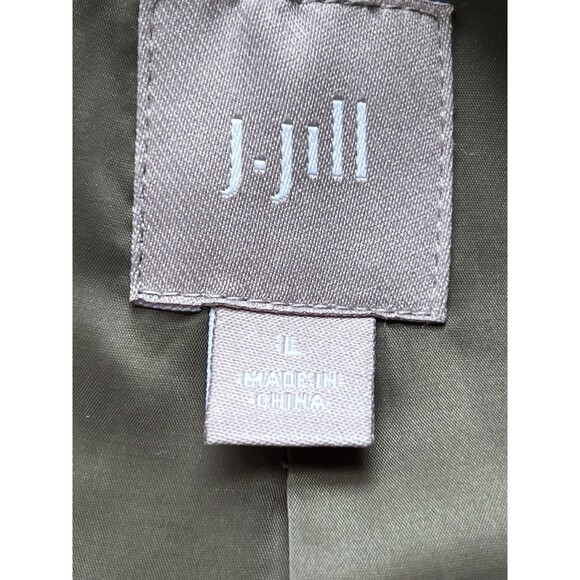 J. Jill Tweed Wool Blend Lined Front Pockets Blazer Size Large Green - Picture 7 of 9